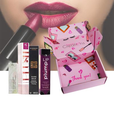 China Custom Recyclable Make Up Tuck Top Makeup Cosmetic Shipping Eyelash Lip Gloss Packaging Paper Box Skin Care Lipstick Gift Mailing Package for sale