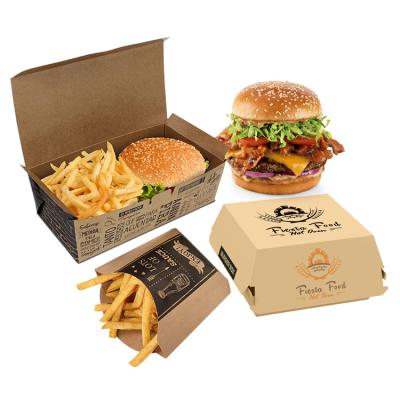 China Disposable Custom Eco Friendly Compostable Food Outlet Sandwich Packaging Kraft Paper Burger Hamburger Box for sale