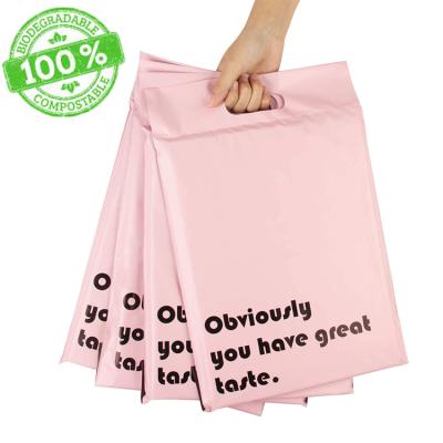 China Tearproof/Strong Adhesive/Opaque/Perfect/Pink Printing Envelope Bag Custom Mailing Packaging Polymailer Security Biodegradable Pla Pbat Mailing Envelope Bag Thank You Poly Mailers With Handle for sale