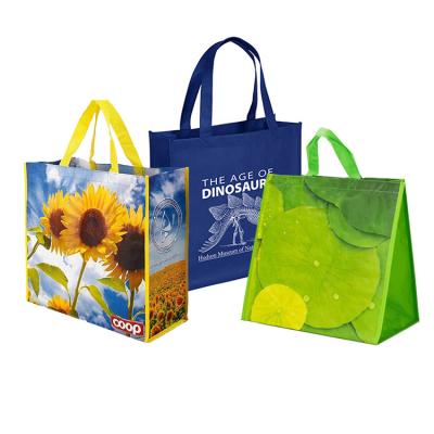 China Durable Custom Printed Grocery Tote Reusable Recycled Laminated Eco Friendly Non Woven Fabric Bag for sale