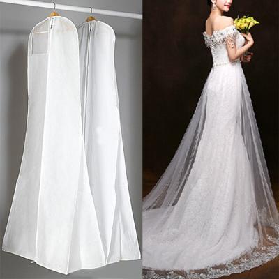 China Eco-Friendly Custom Logo Printed High Quality White 600 Denier Breathable Nonwoven Bridal Wedding Dress Cover Bag Long Dress Garment Clothing for sale