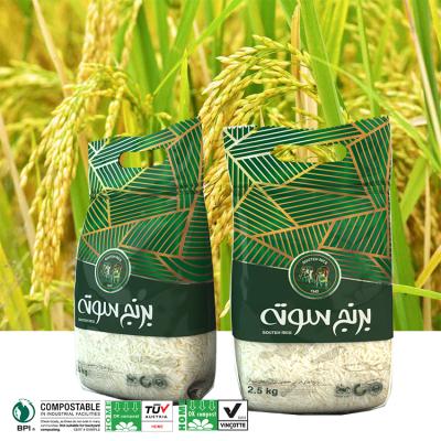 China Custom Printed Moisture Proof Eco Lahore Indian Cambodia Pla Pbat Rice Packing Moisture Proof Japanese Filipino Biodegradable Plastic Bags 1kg 2kg 5kg 10kg for sale