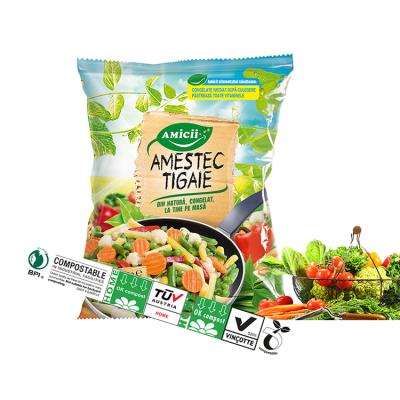 China BIODEGRADABLE Custom Printing Packaging Vegetable Chicken Shrimp French Fries Packaging Pouch For Food Plastic Frozen Bags for sale