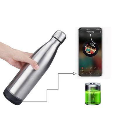 China Custom Sustainable Smart Wireless Cola Shaped Double Wall Drink Speaker Bottle Stainless Steel Water Bottle With Speaker for sale