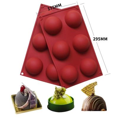 China Sustainable Wholesale 6 Holes Silicone Mold For Chocolate, Christmas Cake Baking Half Sphere Resin Silicon Molds for sale