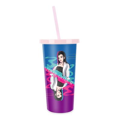 China Happylife Poler Girls Q Creative Custom Printed Double Walled Reusable Acrylic Water Cups Insulated Plastic Tumbler for sale