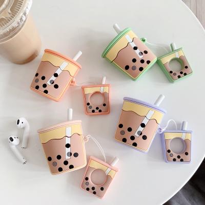 China Cute Silicone 3D Case Drink Milk Tea Earphone Cases For Apple Airpods 1 2 pro Protect Cover Radio Headset Anti-Drop Funda for sale