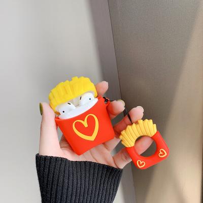 China Cute 3D Silicone Case Food French Fries Silicone Case Earphone Cases For Apple Airpods 1 2 Protect Cover Earphone Case for sale