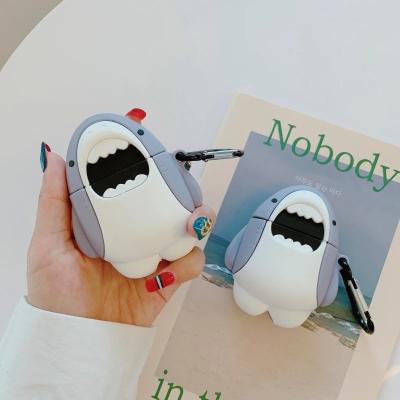 China For Airpods 1/2 Cute 3D Cartoon Shark Headphone Cover For Apple Airpods 1 2 Pro Case Soft Silicone Earphone Cases For Airpods 3 for sale