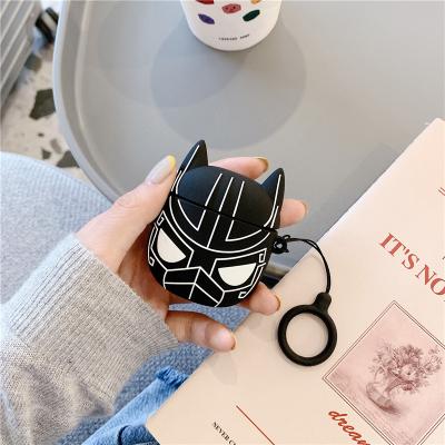 China For 3D Cartoon Marvel Black Panthers Silicone Wireless Earphone Case For Apple Airpods 1 2 Earphone Cases For Air Pro Pods With Keychain for sale