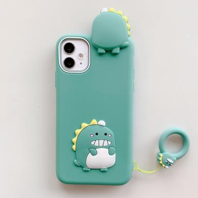 China Cartoon 3D Soft Silicone Cute Animal Dinosaur Shockproof Back Cover For iPhone 11 12 pro Max Case Fundas Coque Phone Capa for sale