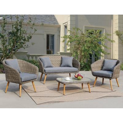 China Sectional Sofa Set Rope Sofa Sets Wooden Leg Rattan Sofa Luxury Living Room Furniture for sale