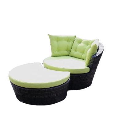 China Outdoor High Quality Outdoor Indoor Wicker Beach Leisure Garden Poolside Patio Time Furniture Round Sofa Bed Sofa Bed for sale