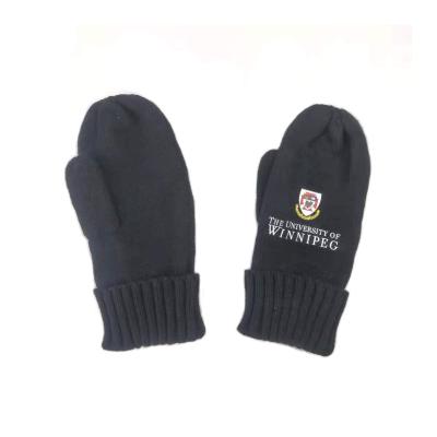 China Daily Life OEM Custom Logo Sublimation Printed Winter Acrylic Knit Mitten Gloves for sale