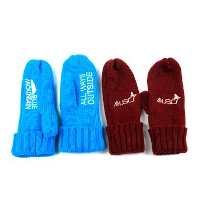 China Factory wholesale hot china embroidery logo acrylic mitten gloves for winter for sale