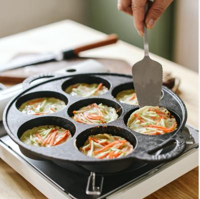 China Sustainable Cast Iron Omelet Non-Stick Seven-Hole Egg Dumpling Uncoated Pot For Sale for sale