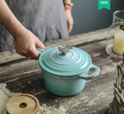 China Sustainable Portable Color Dactory Enamel Pots Enameled Cast Iron Pot For Home Use for sale