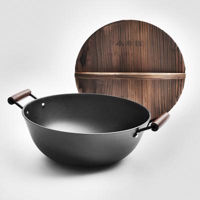 China Viable Factory Customized Handmade Household Cast Iron Round Bottom Wok For Sale for sale