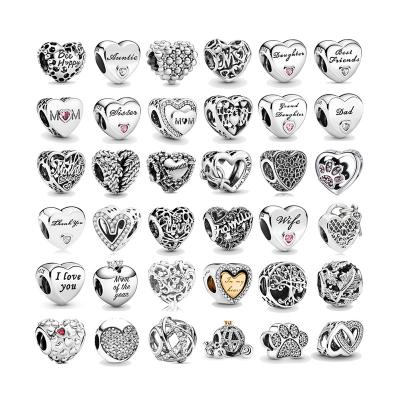 China DIY Bracelet Charms Heart Shape Charm Bead DIY Bracelet Charms Fit Original Pan &Bangles Jewelry Making Factory Price 925 Sterling Silver for sale