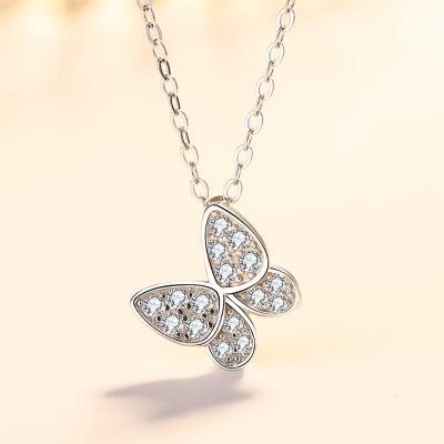 China TRENDY Butterfly Necklace Jewelry 925 Sterling Silver Accessory Set For Women Wedding Party Gift Fit New Jewelry Necklaces for sale