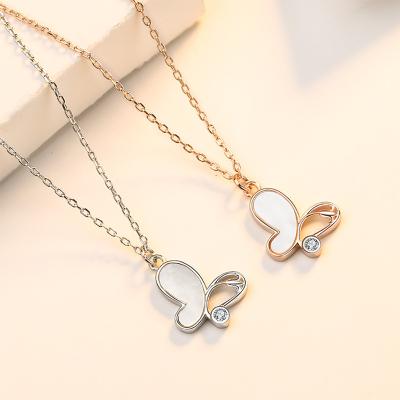 China Set 925 Sterling Silver TRENDY White Butterfly Necklace Pearl Jewellry Accessory For Women Party Gift Fitted New Jewelry Necklaces for sale