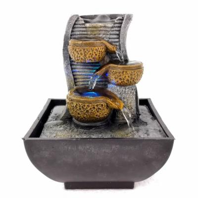 China Indoor Rock Garden Custom Waterfall Mini Resin Tabletop Water Fountain with Crystal Ball for sale