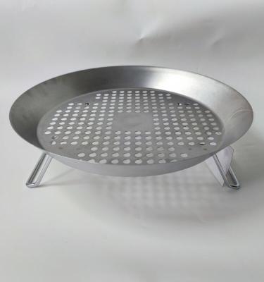 China Corrosion Resistance Round BBQ Pan With Stand / Stainless Steel Barbecue Basket With Legs Mini Tea Table for sale