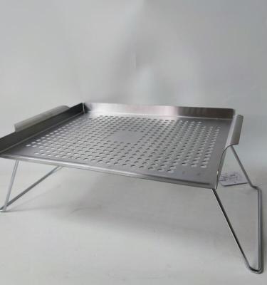 China Corrosion Resistance Rectangle BBQ Pan /Stainless Steel Barbecue Basket With Legs Mini Tea Table for sale