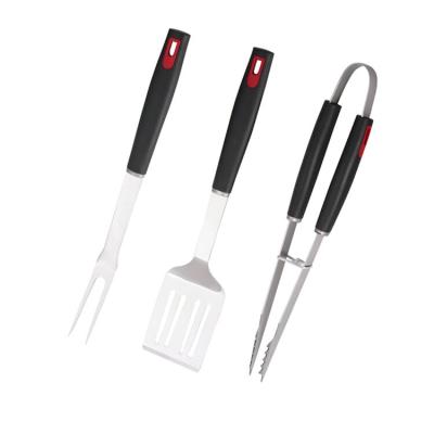 China 3pcs BBQ Tool Kit Grill Spatula Tongs Accessories Easily Cleaned Outdoor Tools for sale