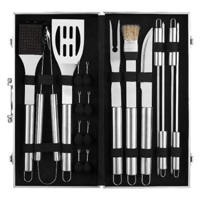 China Easily Cleaned 18 Piece Stainless Steel Barbecue BBQ Grill Tool Kit with Storage Case for sale