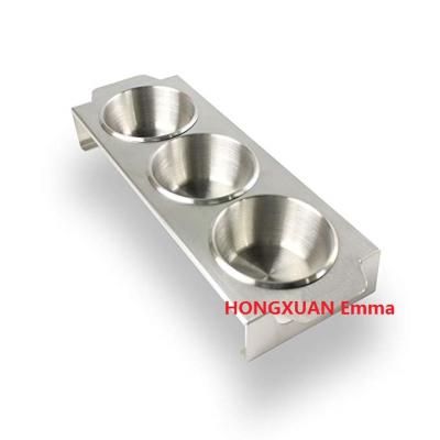 China Dustproof Premium Stainless Steel Multi Purpose Condiment Serving Tray With Removable Ramekin Cups / Broil 3 Pcs Sauce Cups With Tray for sale