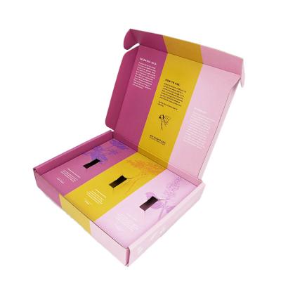 China Recyclable Custom Design Purple Corrugated Packaging Skin Care Box Bulk With Logos Printed for sale