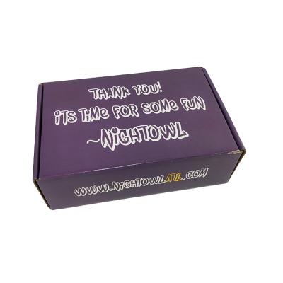 China Custom Design Recyclable Recycled Purple Corrugated Jewelry Box With CMYK Logo Printing for sale