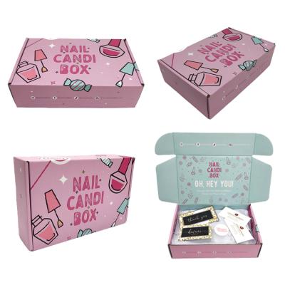 China Brand Recyclable Custom Pink Color Logo Package Corrugated Paper Cosmetic Mailbox Mailbox for sale