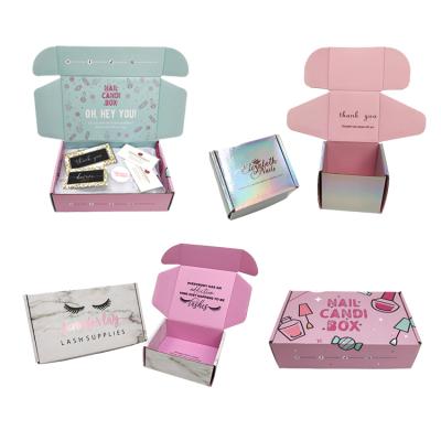 China Eco Friendly Recyclable Custom Pink Color Skin Care Packaging Corrugated Paper Cosmetic Mailbox Mailbox for sale