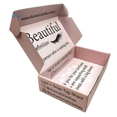 China Recyclable Cheaper Custom Cosmetic Mail Shipping Box Corrugated Paper Pink Color for sale