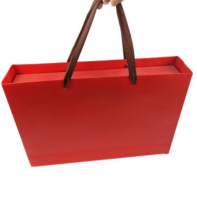 China Handmade Hot Selling Custom Logo Printing Red White Paper Bags Customized For Food for sale