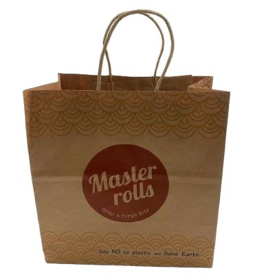 China Wholesale Customized Recyclable Brown Kraft Paper Shopping Bags With Twist Handles for sale