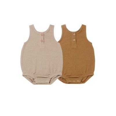 China Newborn Baby Breathble Baby Rompers Waffle Nordic Style Slim Sleeveless Comfortable Summer New Baby Rompers for sale