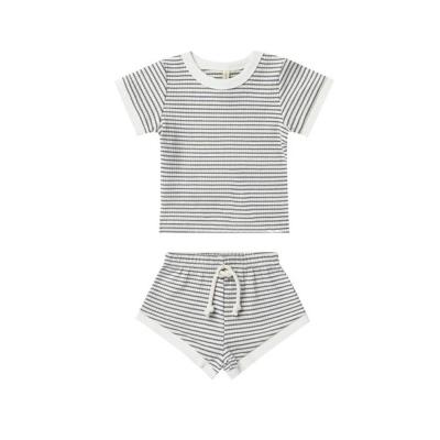 China Children's Short Sleeve Suit Style Boys and Girls Summer T-Shirt Anti-Shrink New Shorts Baby Pit Strip Cotton Two-Piece Set for sale