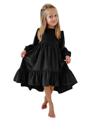 China Autumn Toddler Girl New Ruffled Anti-wrinkle Suede Dress Party Children's Long Sleeve Princess Skirt for sale