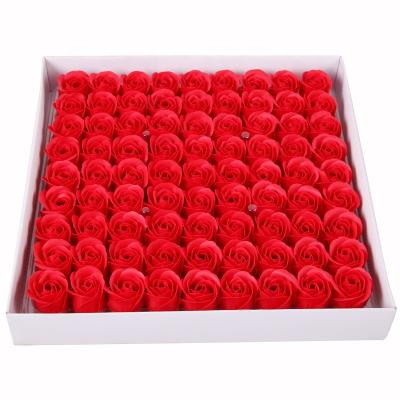 China Eco-Friendly Soap Flower With Cheap Box Artificial Soap 81pcs Simple Hand Made Roses Direct Wholesale For Valentine's Day for sale