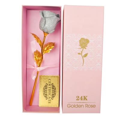 China Real rose and long life rose 24k gold foil trim dipped flower rose gold plated gift in box for christmas valentine for sale