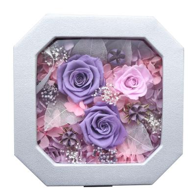 China Maintain Up To 3 Years Rose Eternal Preserved In Square Box Wholesale Flower Bouquet Arrangements Christmas for sale