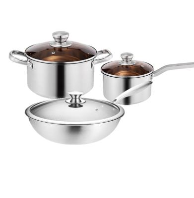 China Sustainable Stainless Steel Handle Cooking Pots Stainless Steel Sets Cookware for sale