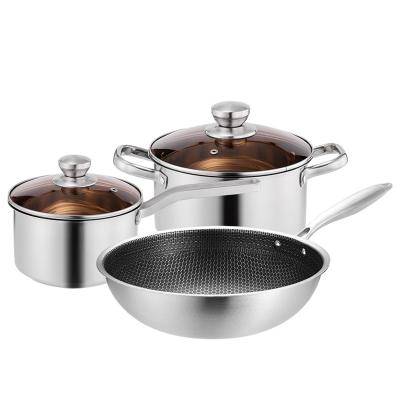 China Sustainable Bottom Non Stick Multilayer Composite Cookware Set Stainless Steel for sale