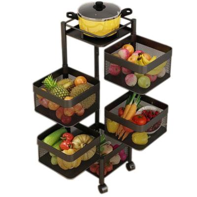 China 2021 Free Installation Kitchen Organizer Freshness Revolving Rotating Dish Stand Cabinet Detachable Seasoning Vegetable Rack for sale