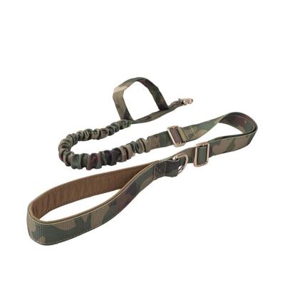 China Adjustable Military Bungee Dog Leash Durable Tactical Dog Lead Training Bungee Rope With 2 Control Handles for sale