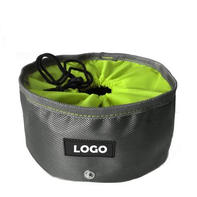 China Sustainable Waterproof Collapsible Fabric Dog Bowl With Drawstring Opening, For Pets Traveling, Working Hiking, Camping for sale