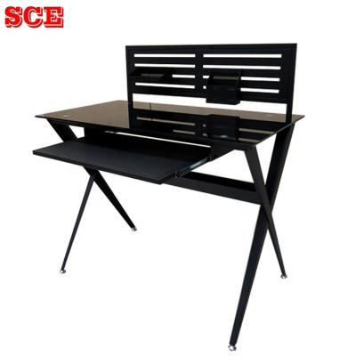 China Can hang special things design special glass laptop top black printed drafting table computer desk for sale